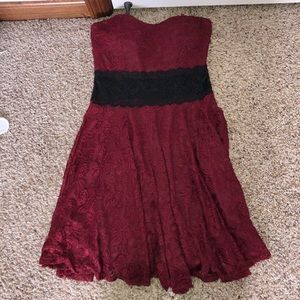 Burgundy/Red strapless dress
